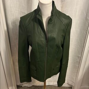Classiques Entier Dark Green Leather Jacket